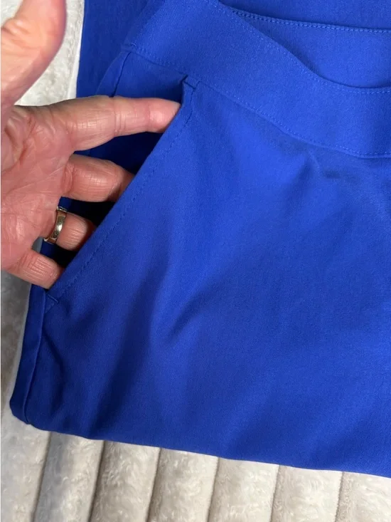 NWT Rafaella Dazzling Blue Stretch Flat Front Capri Pull On Pants Pockets 4 - Picture 8 of 11